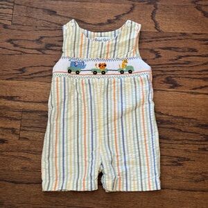 Petit Ami Green and Blue Jumpsuit with Whimsical Embroidery